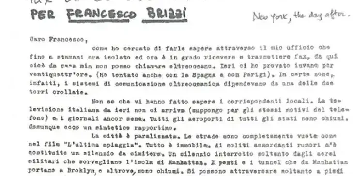 La carta inédita de Oriana Fallaci tras el 11-S: "Yo creía haberlo visto todo en mi vida. Y no. Estoy muy furiosa"