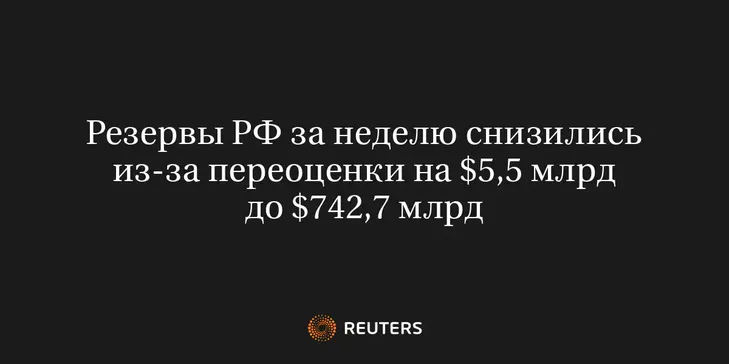 Резервы РФ за Неделю Снизились из-За Переоценки на $5,5 Млрд до $742,7 Млрд
