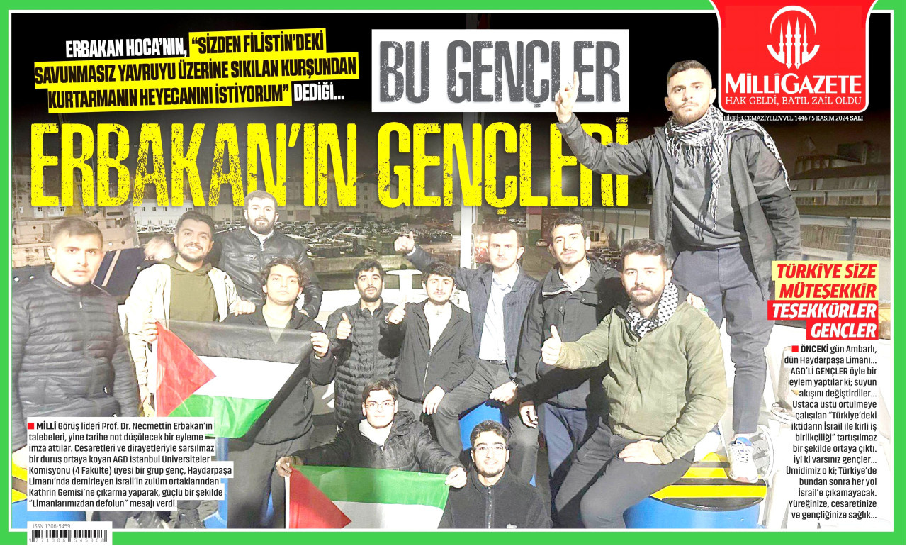 MİLLİ GAZETE gazetesinin 5 Kasım 2024 tarihli birinci sayfası