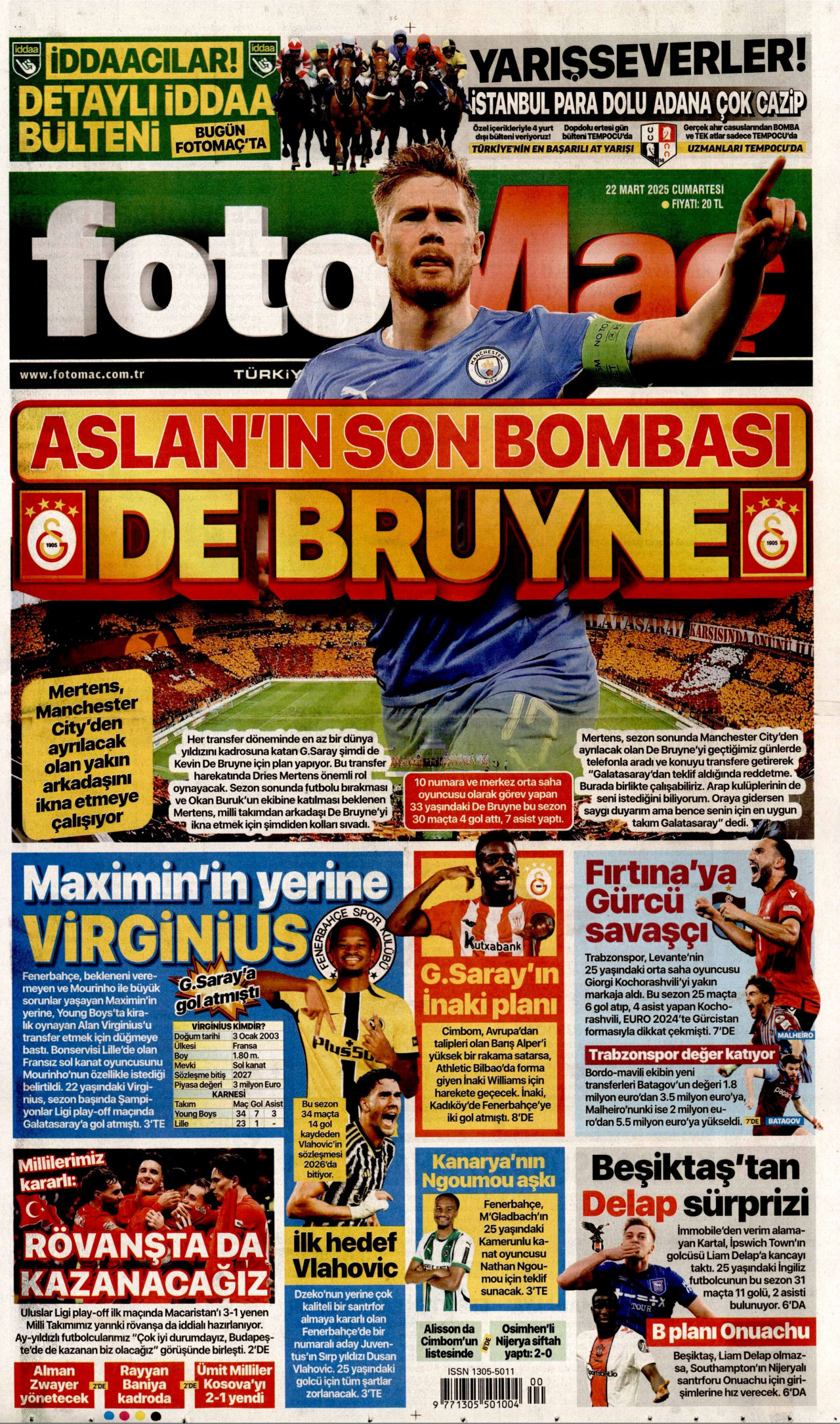 FOTOMAÇ gazetesinin 22 Mart 2025 tarihli birinci sayfası