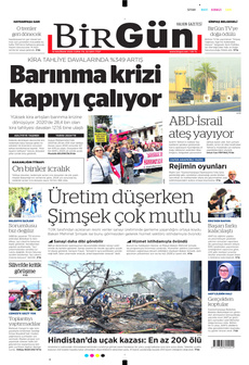 BİRGÜN 13 Haziran 2025 gazete manşeti