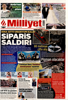 MİLLİYET 23 Haziran 2025 gazete manşeti