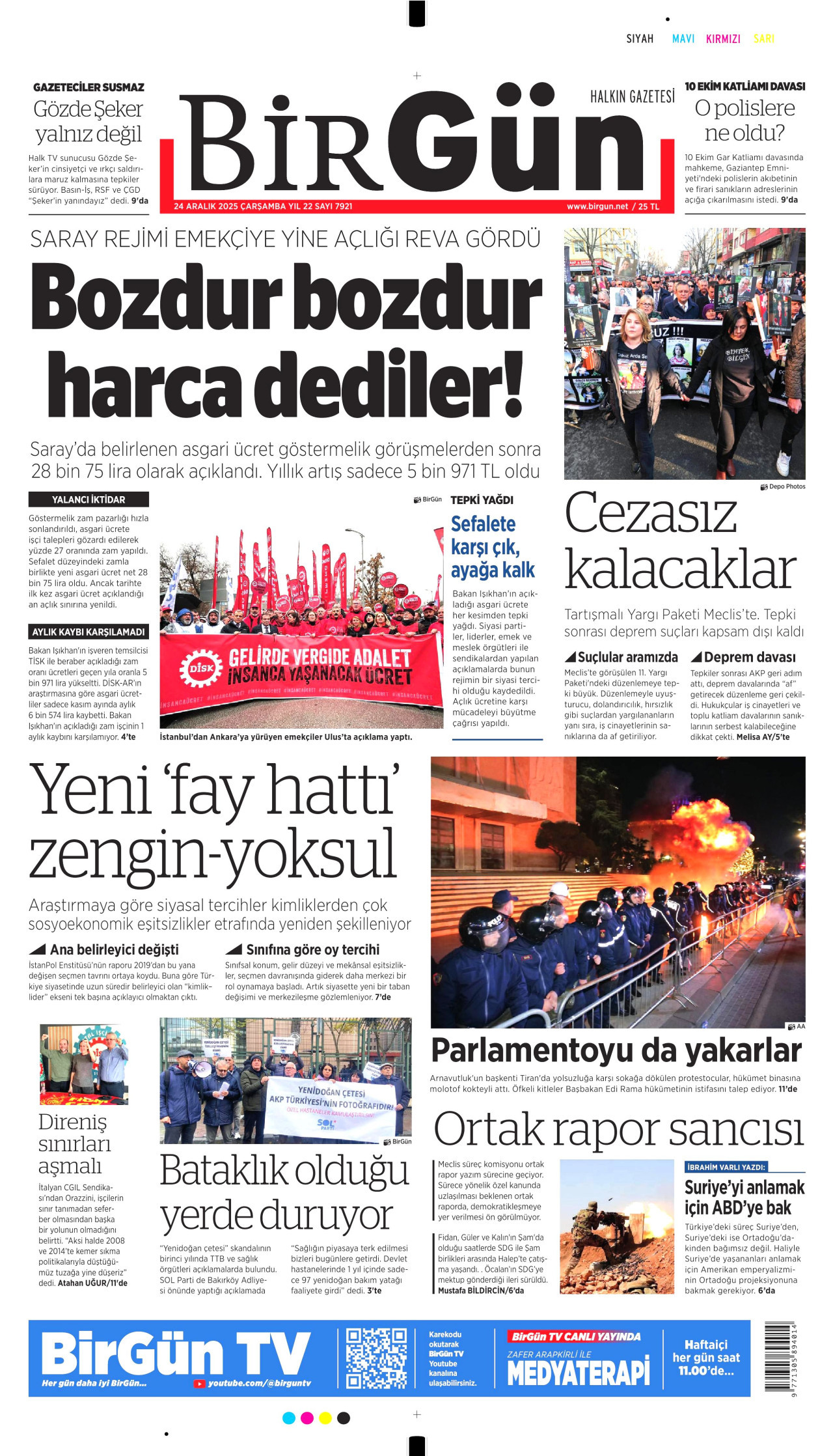 BİRGÜN gazetesinin 24 Aralık 2025 tarihli birinci sayfası