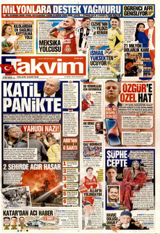 TAKVİM 23 Mart 2026 gazete manşeti