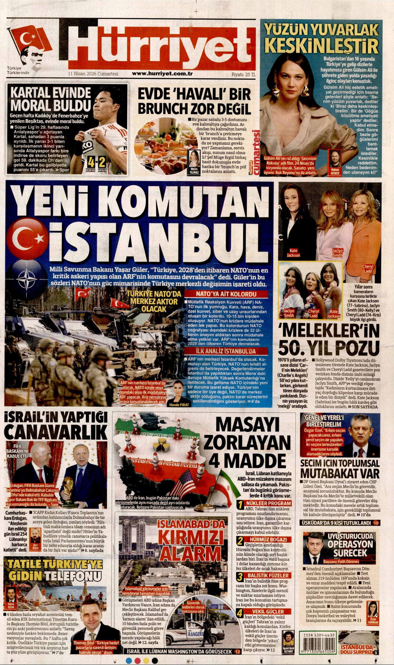 HÜRRİYET gazetesinin 11 Nisan 2026 tarihli birinci sayfası