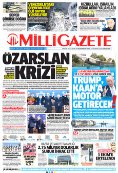 MİLLİ GAZETE 27 Haziran 2026 gazete manşeti