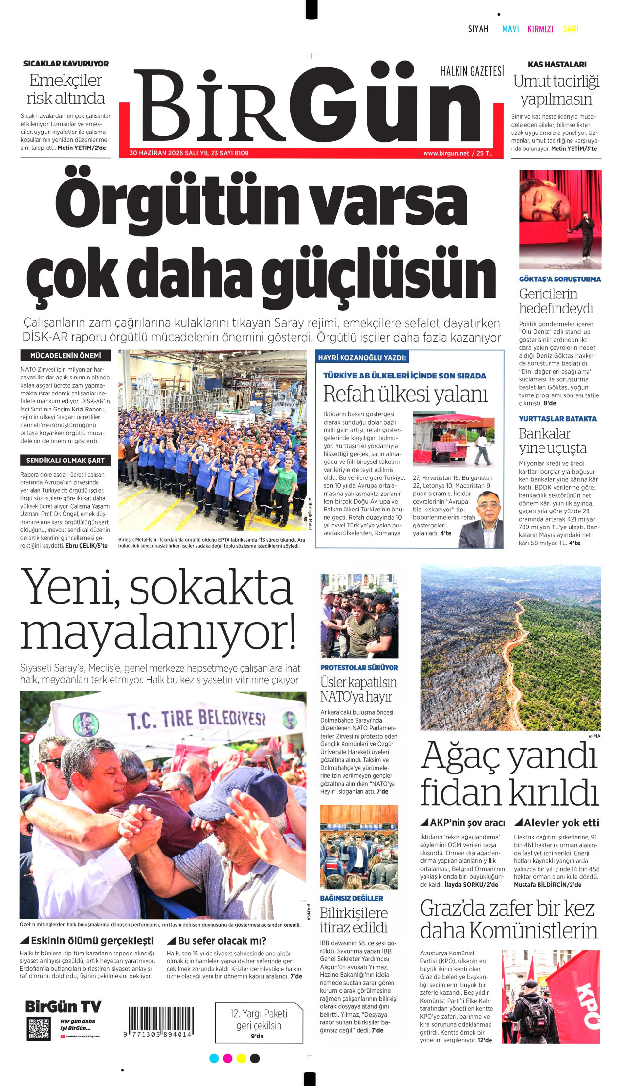 BİRGÜN gazetesinin 30 Haziran 2026 tarihli birinci sayfası