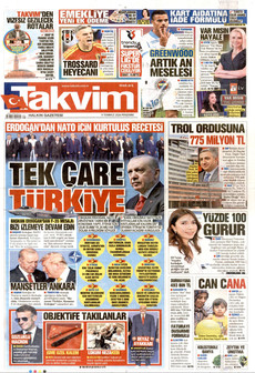 TAKVİM 9 Temmuz 2026 gazete manşeti