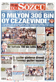 SÖZCÜ 31 Temmuz 2026 gazete manşeti