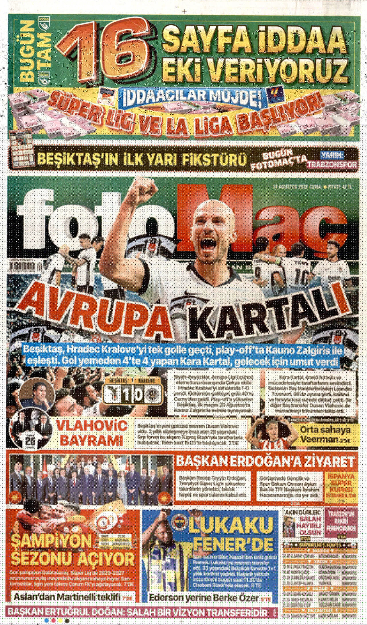 DAİLY SABAH 14 Ağustos 2026 Gazete Manşeti Büyük