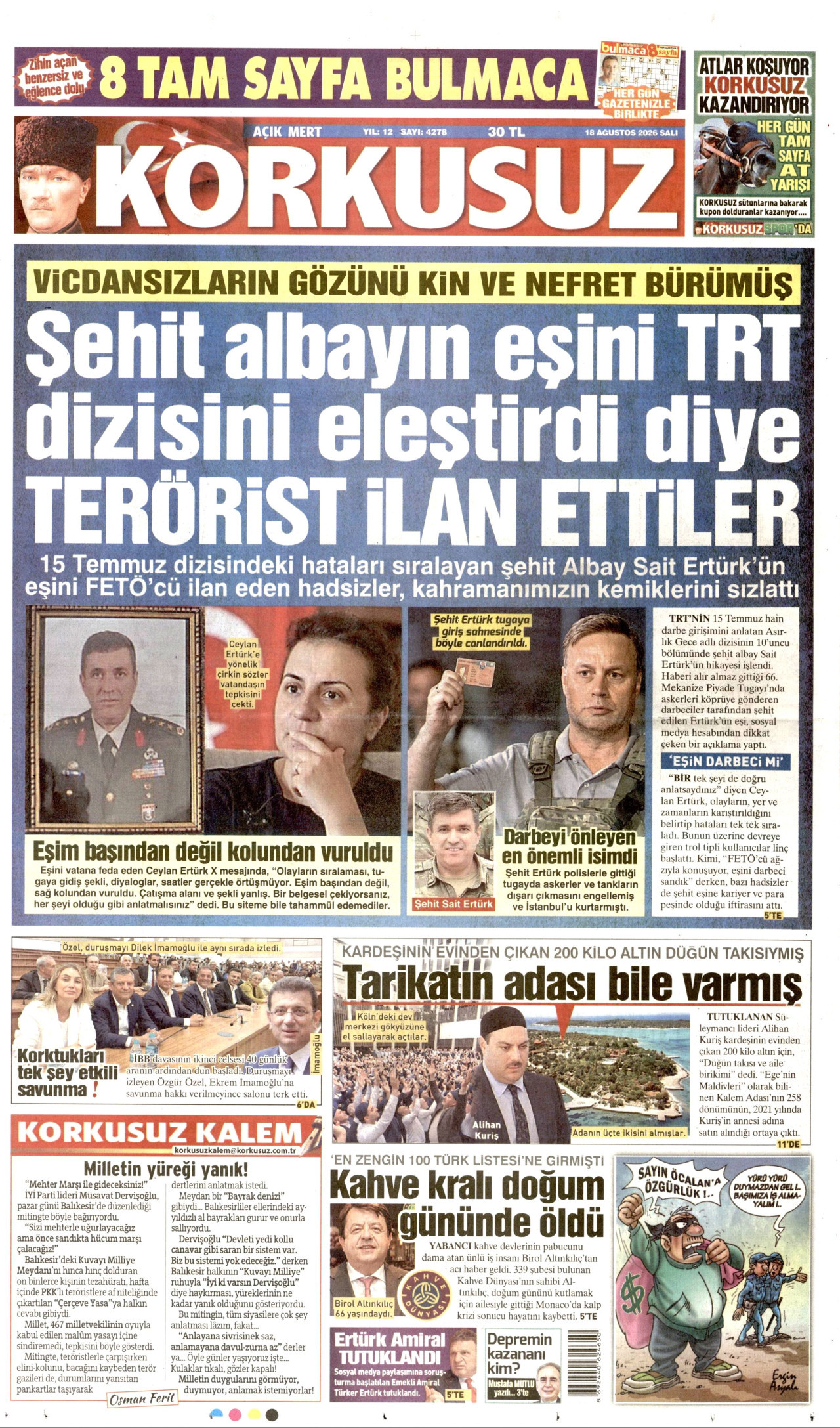 KORKUSUZ 18 Ağustos 2026 Gazete Manşeti Büyük