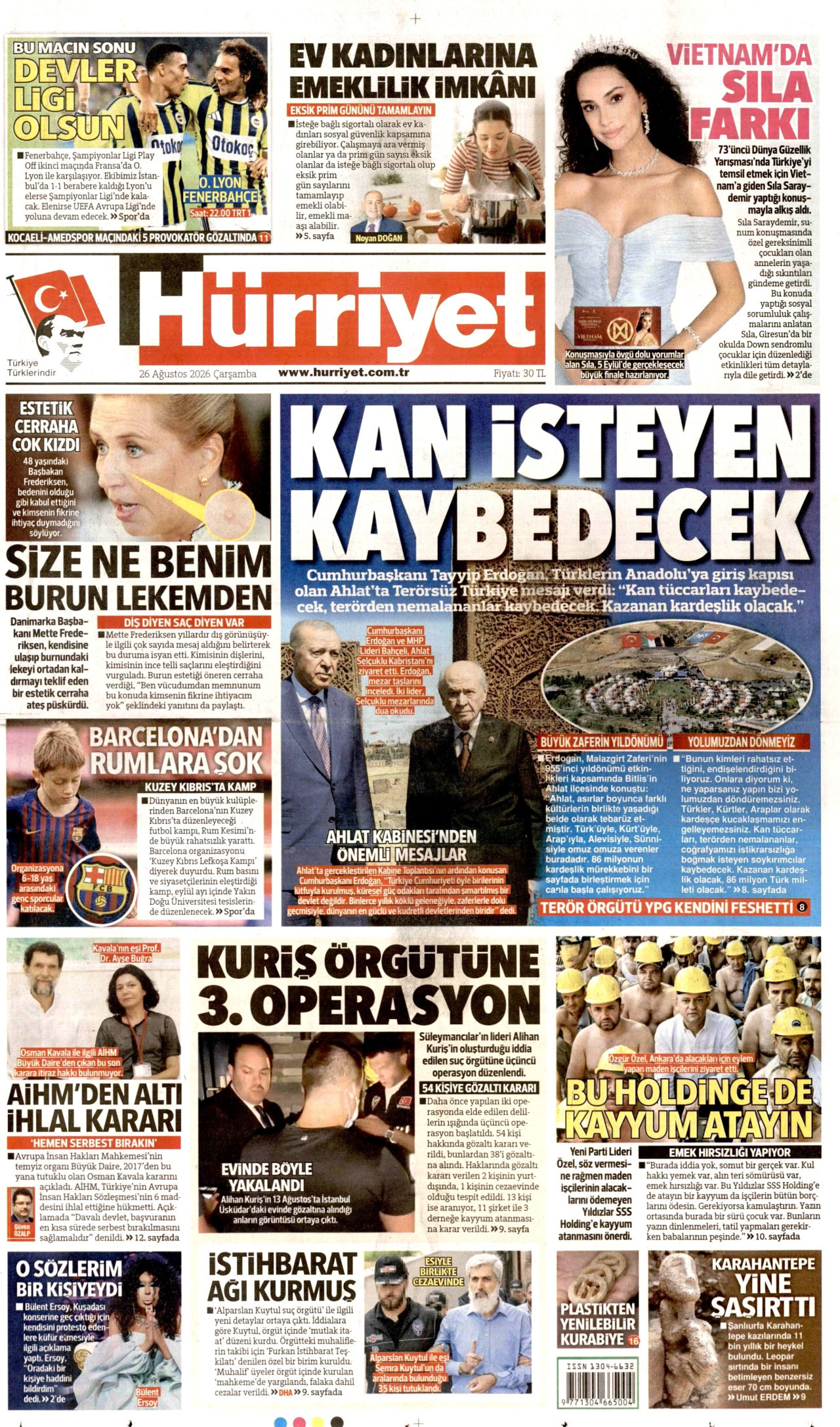 HÜRRİYET 26 Ağustos 2026 Gazete Manşeti Büyük
