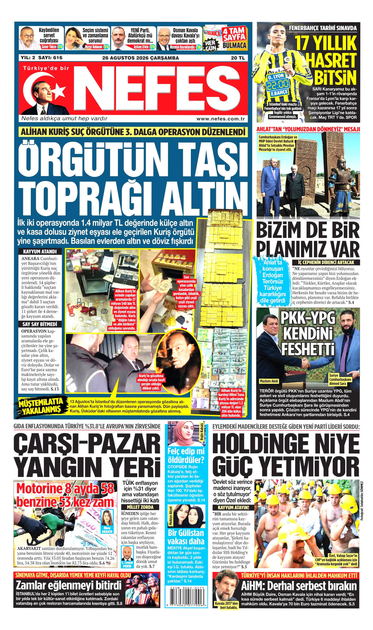 NEFES 26 Ağustos 2026 Gazete Manşeti Büyük