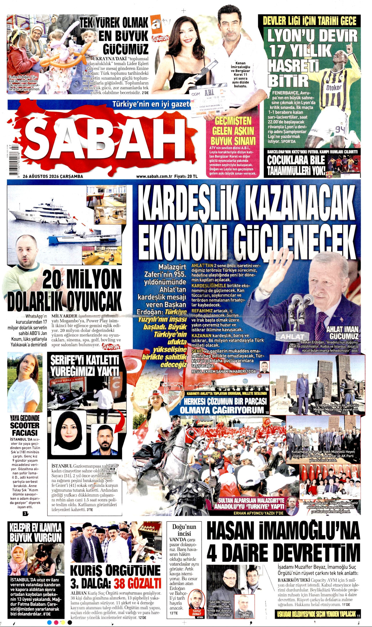 SABAH 26 Ağustos 2026 Gazete Manşeti Büyük