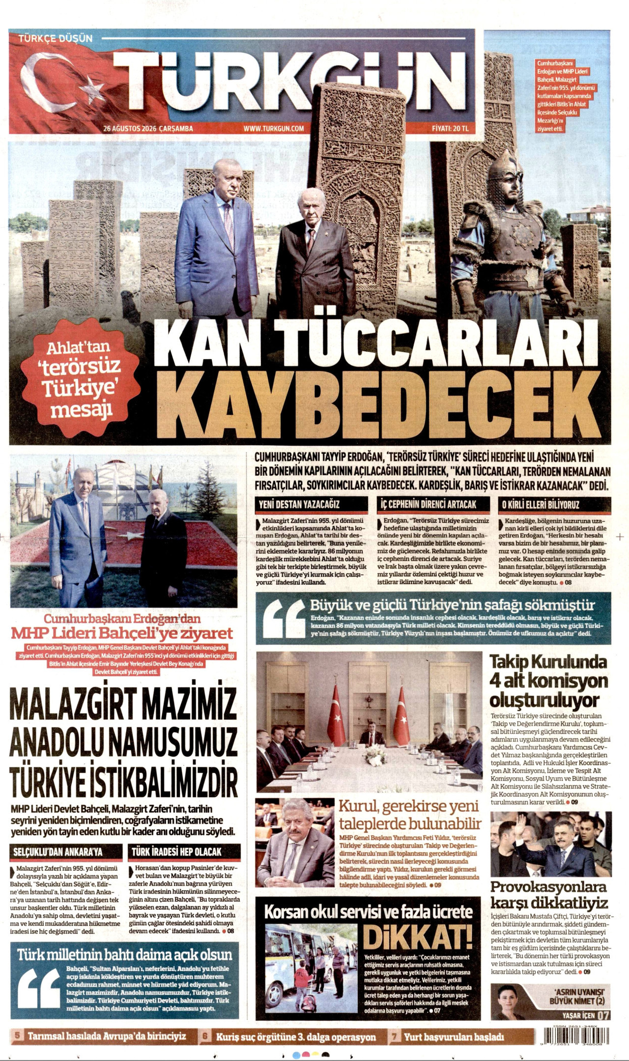 TÜRKGÜN 26 Ağustos 2026 Gazete Manşeti Büyük