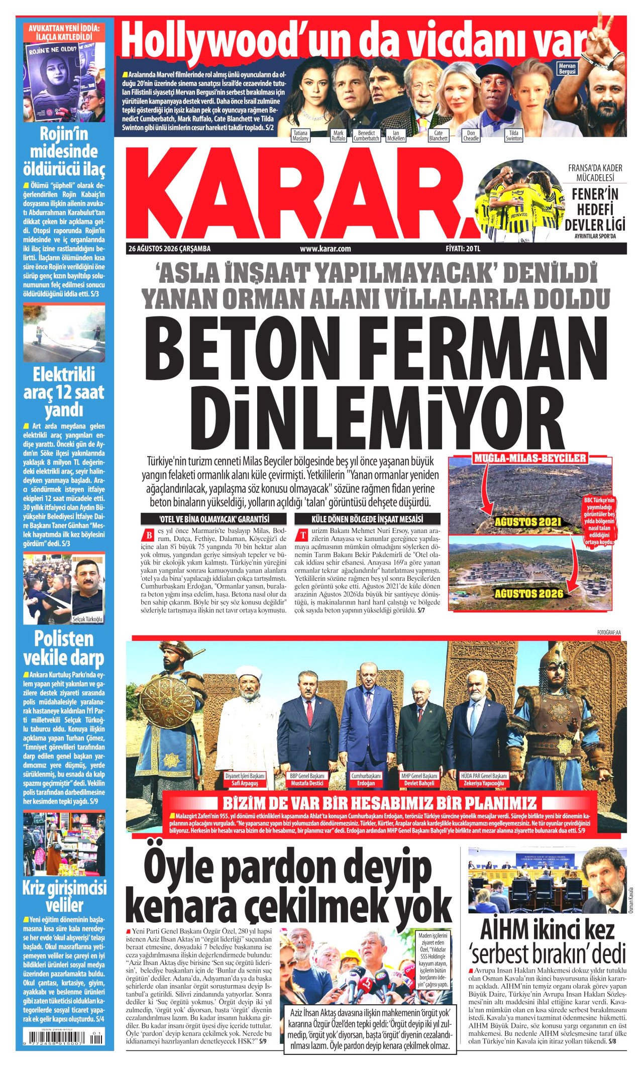 KARAR 26 Ağustos 2026 Gazete Manşeti Büyük