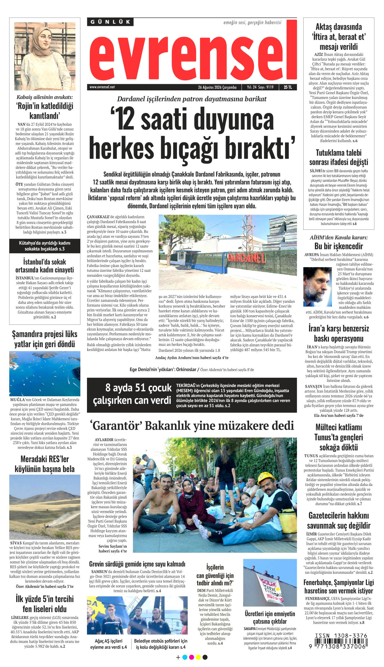 EVRENSEL 26 Ağustos 2026 Gazete Manşeti Büyük