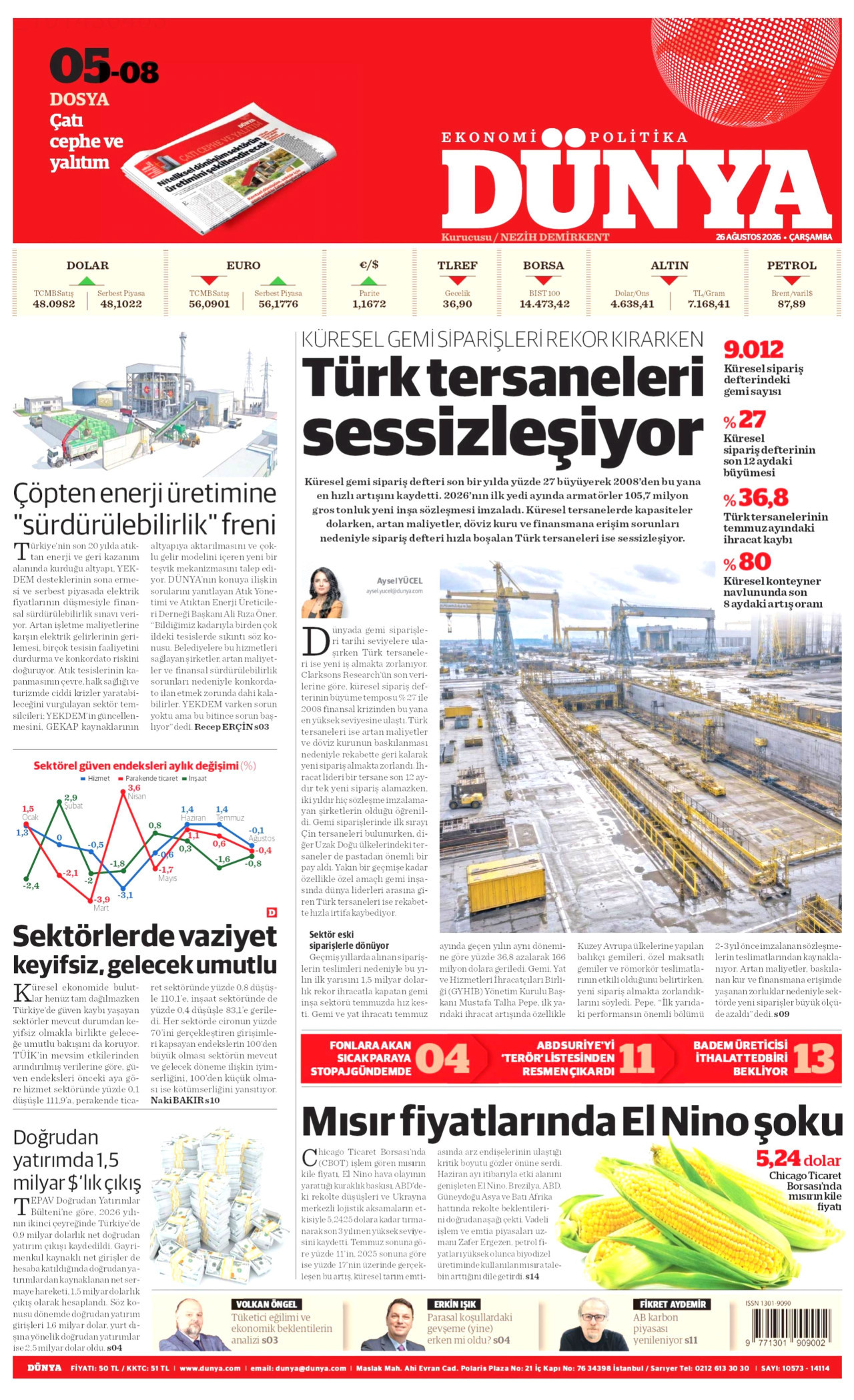 DÜNYA 26 Ağustos 2026 Gazete Manşeti Büyük