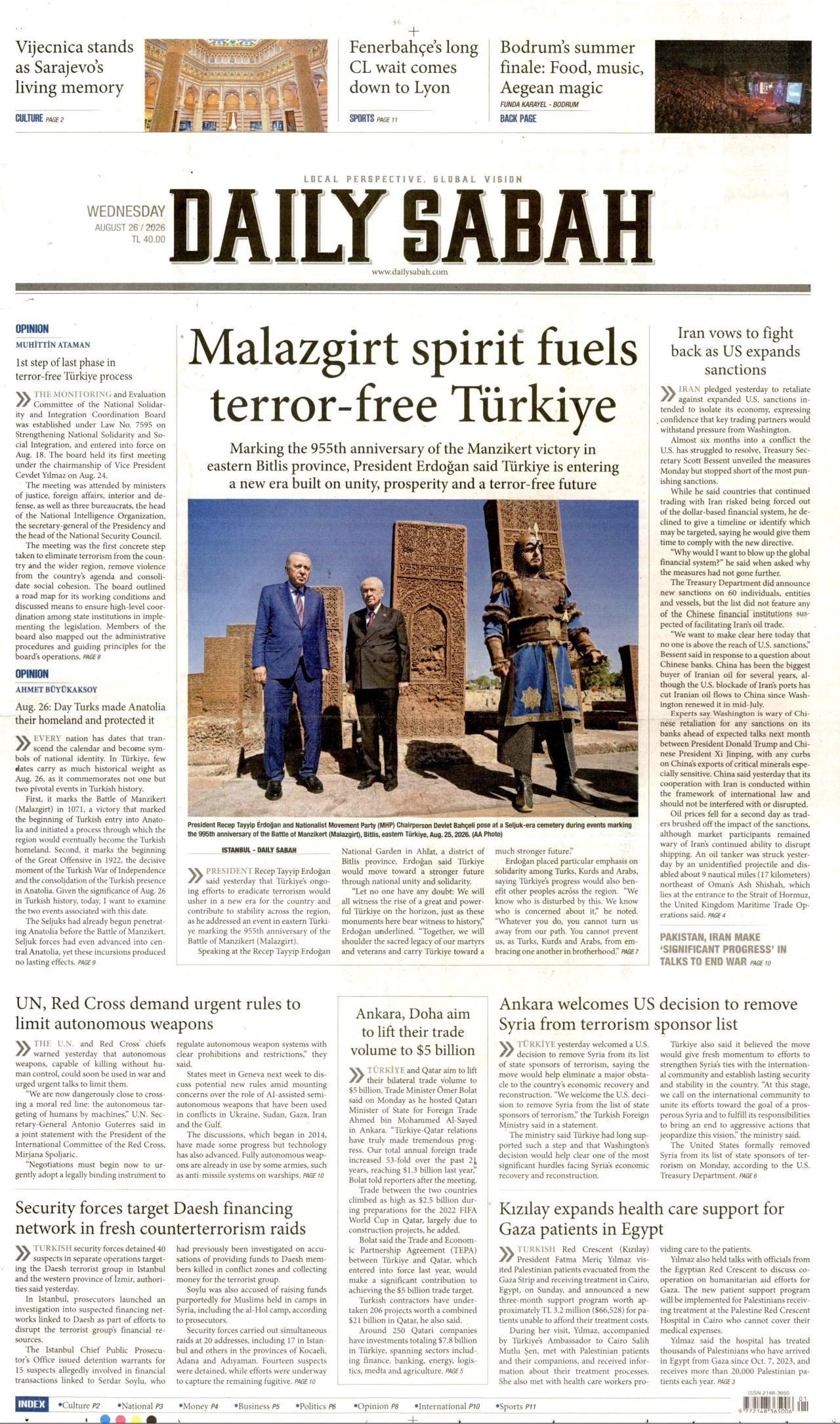 DAİLY SABAH 26 Ağustos 2026 Gazete Manşeti Büyük