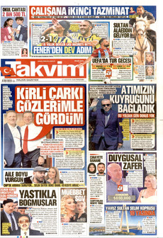 TAKVİM 27 Ağustos 2026 gazete manşeti
