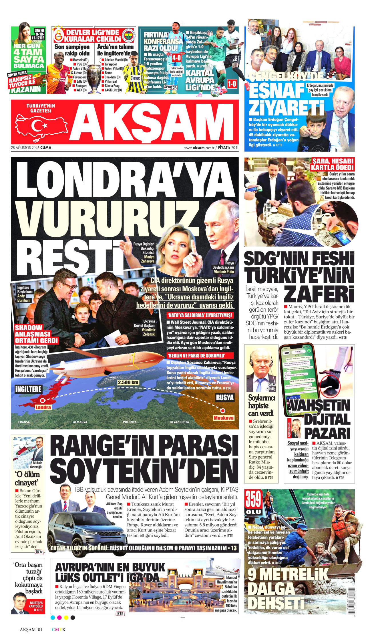 AKŞAM 28 Ağustos 2026 Gazete Manşeti Büyük