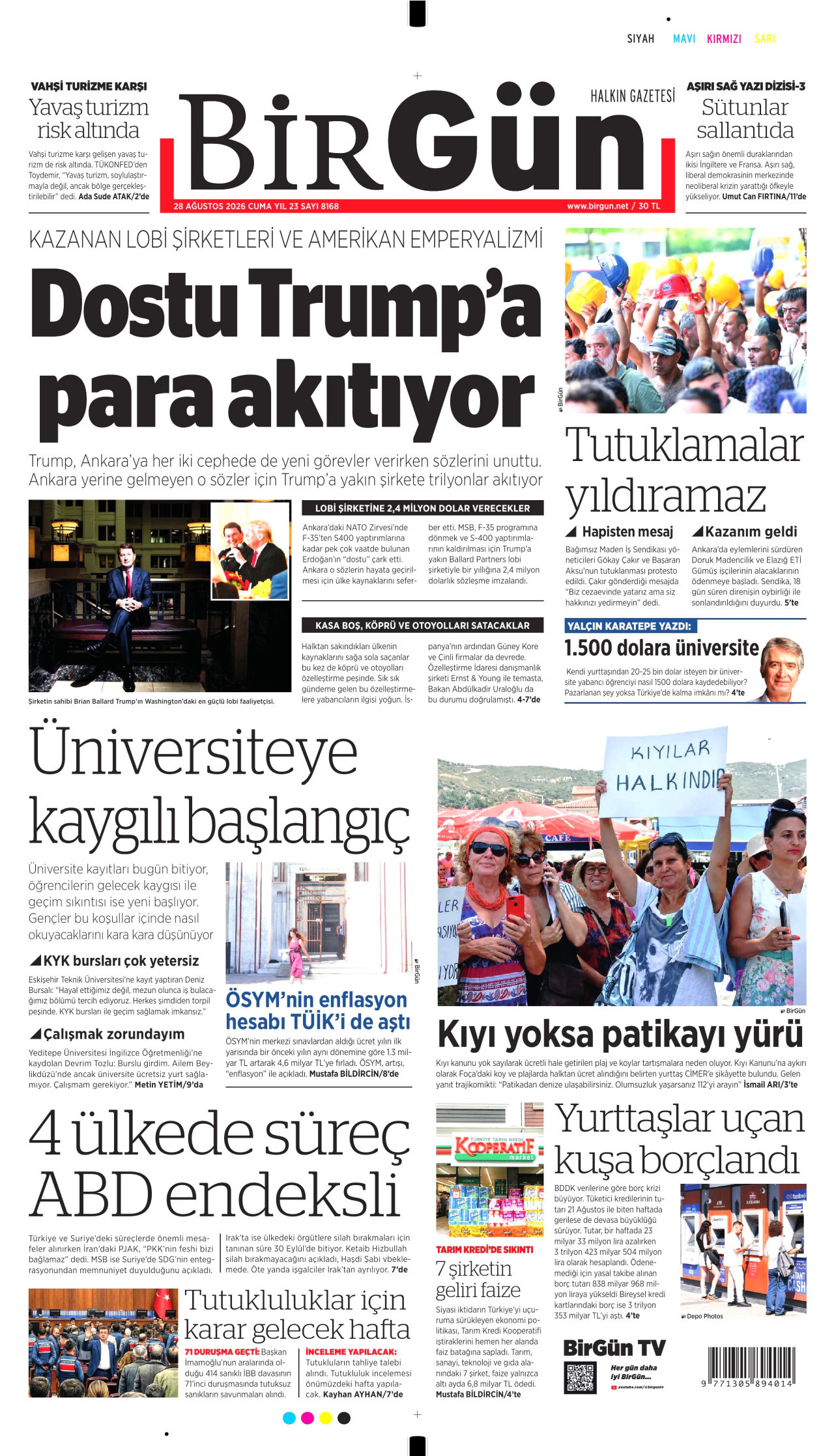 BİRGÜN 28 Ağustos 2026 Gazete Manşeti Büyük