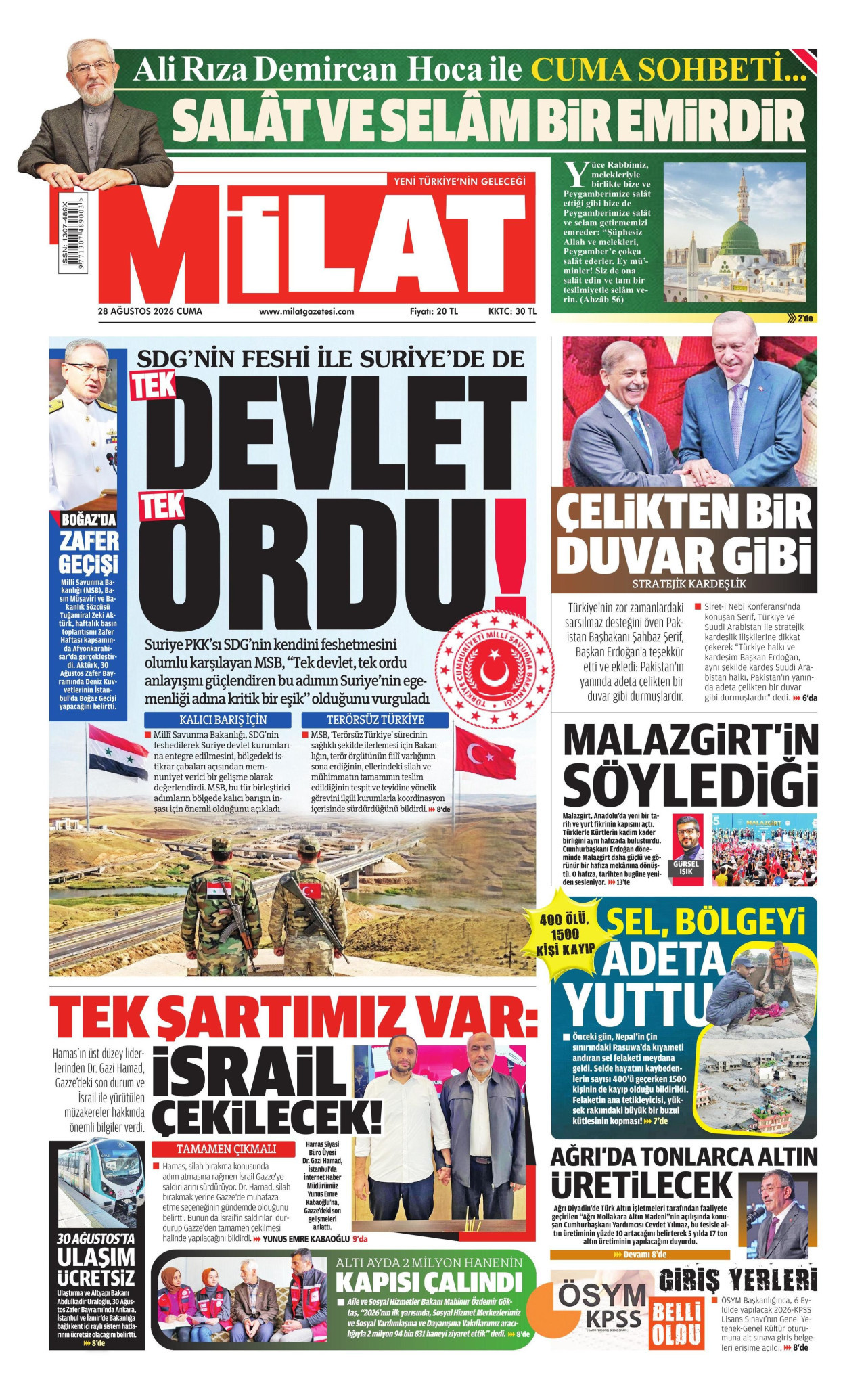 MİLAT 28 Ağustos 2026 Gazete Manşeti Büyük