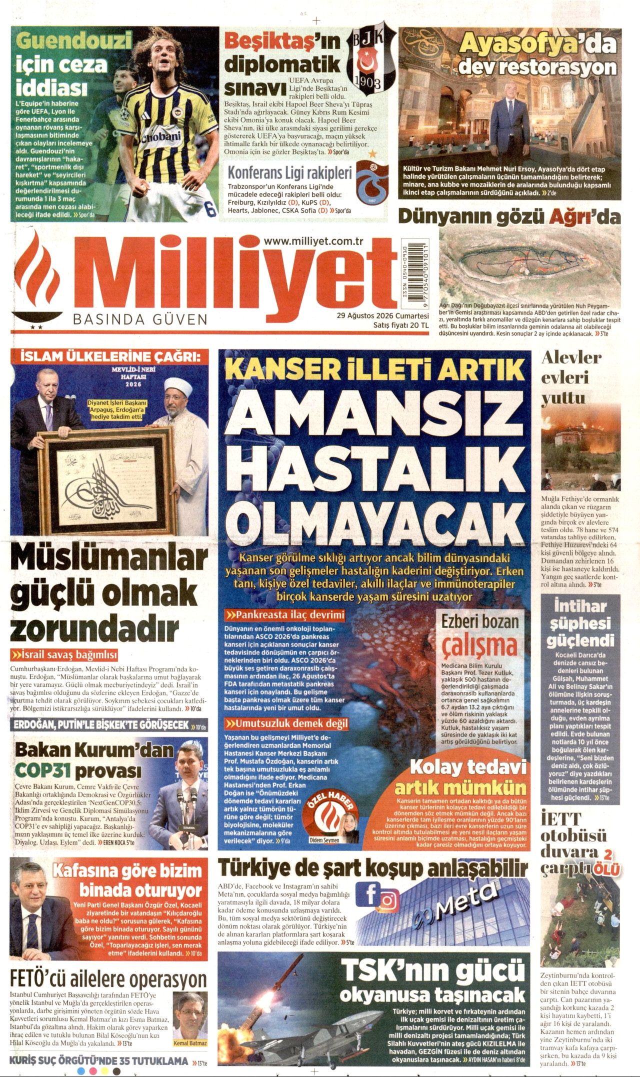 MİLLİYET 29 Ağustos 2026 Gazete Manşeti Büyük