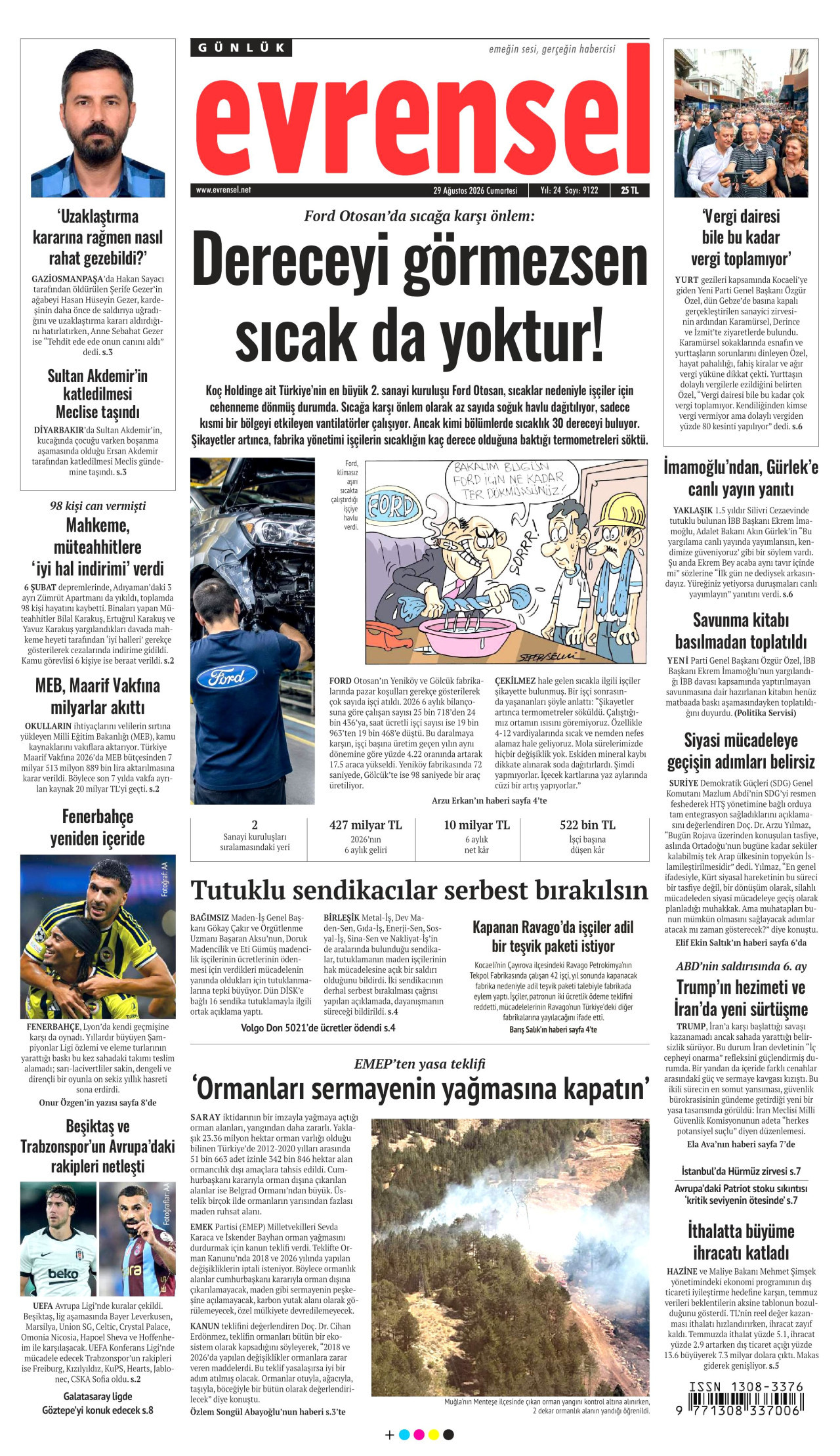 EVRENSEL 29 Ağustos 2026 Gazete Manşeti Büyük
