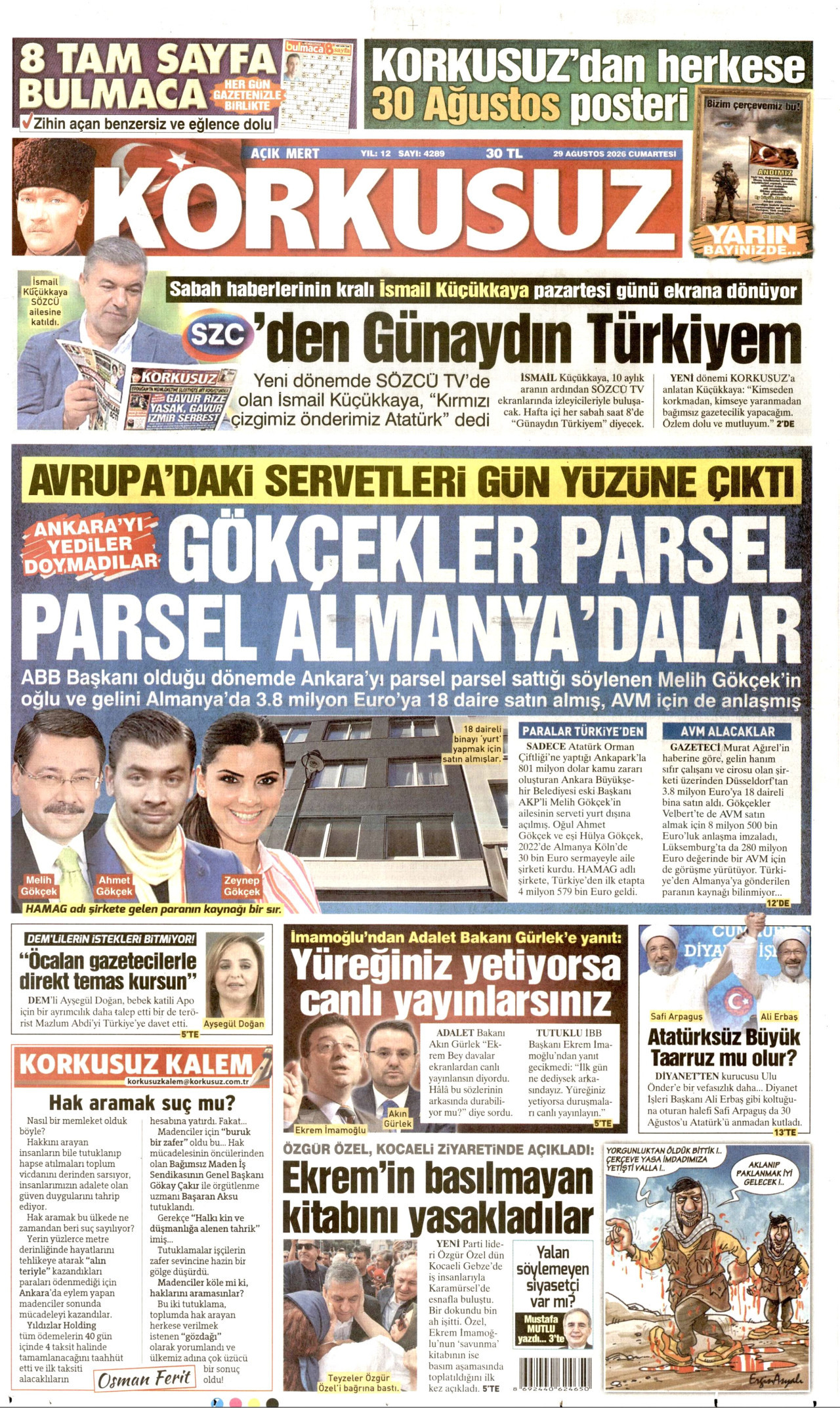 KORKUSUZ 29 Ağustos 2026 Gazete Manşeti Büyük