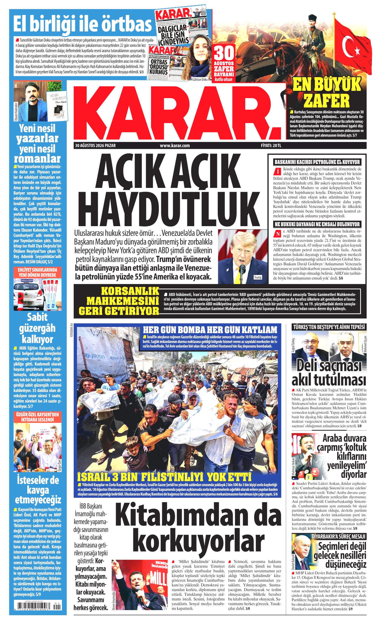 KARAR 30 Ağustos 2026 Gazete Manşeti Büyük