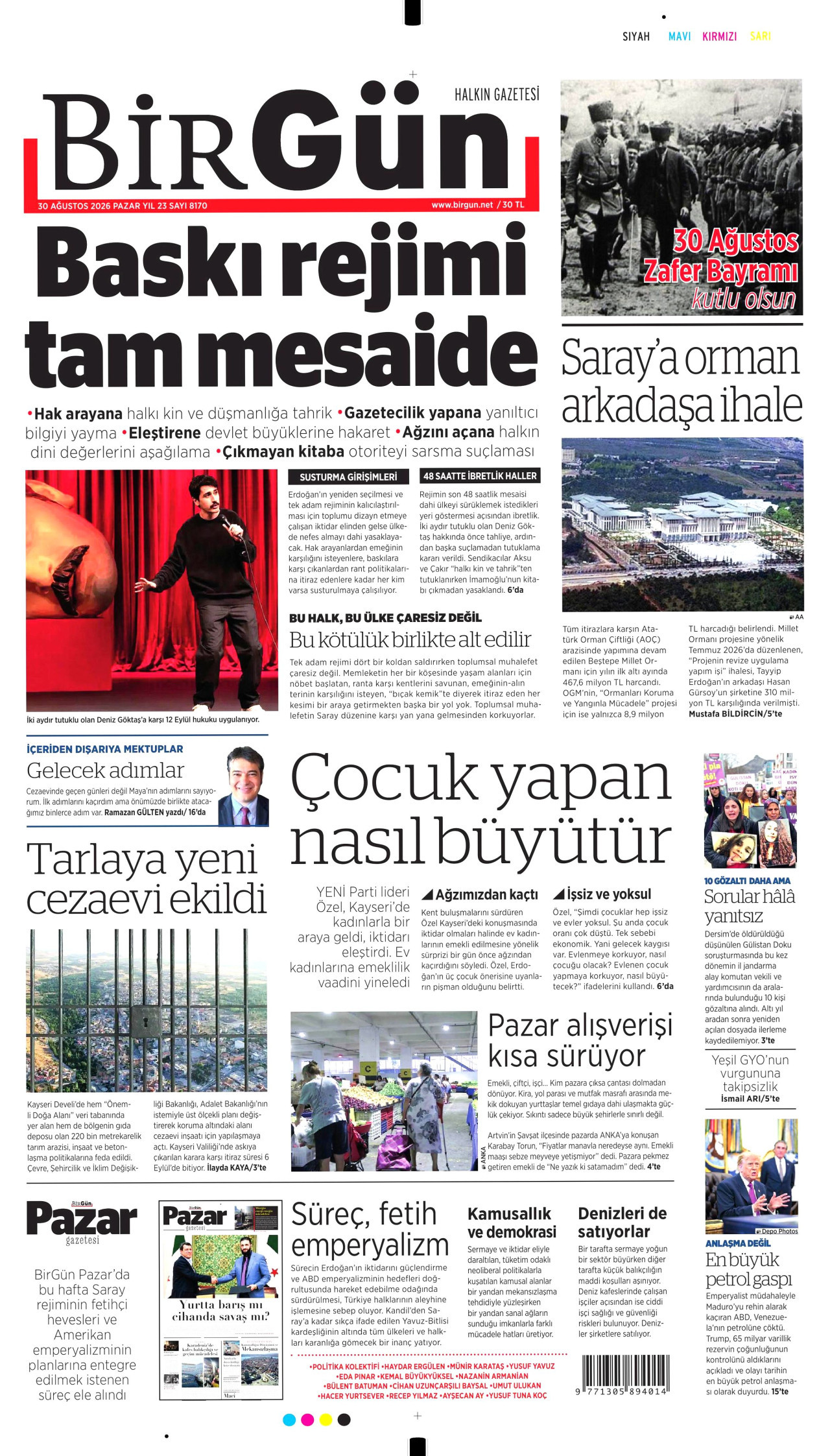 BİRGÜN 30 Ağustos 2026 Gazete Manşeti Büyük