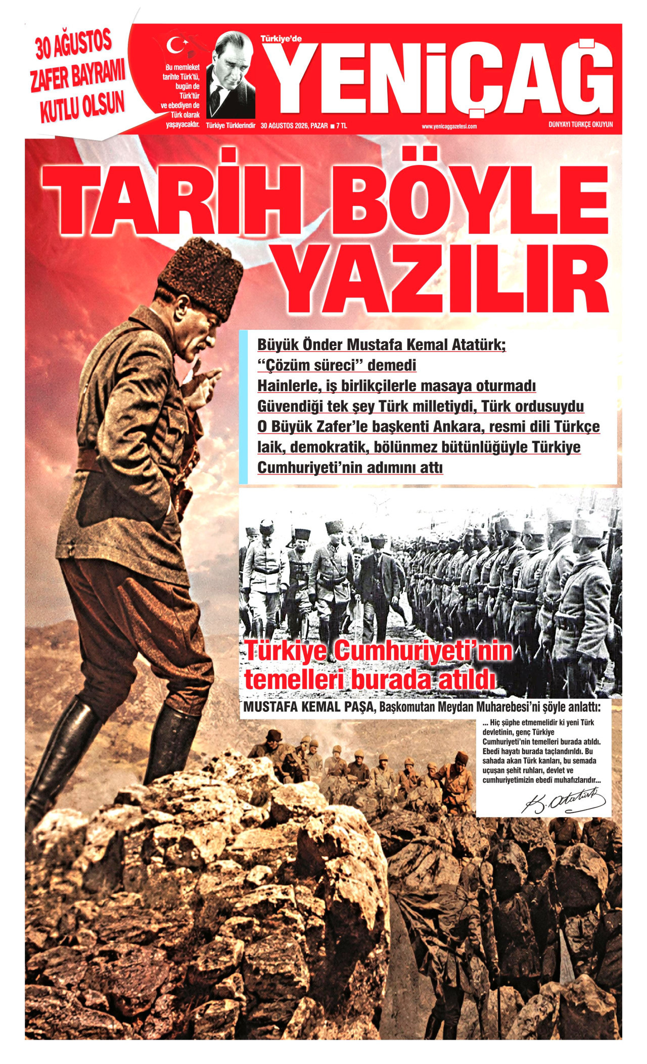 YENİÇAĞ 30 Ağustos 2026 Gazete Manşeti Büyük