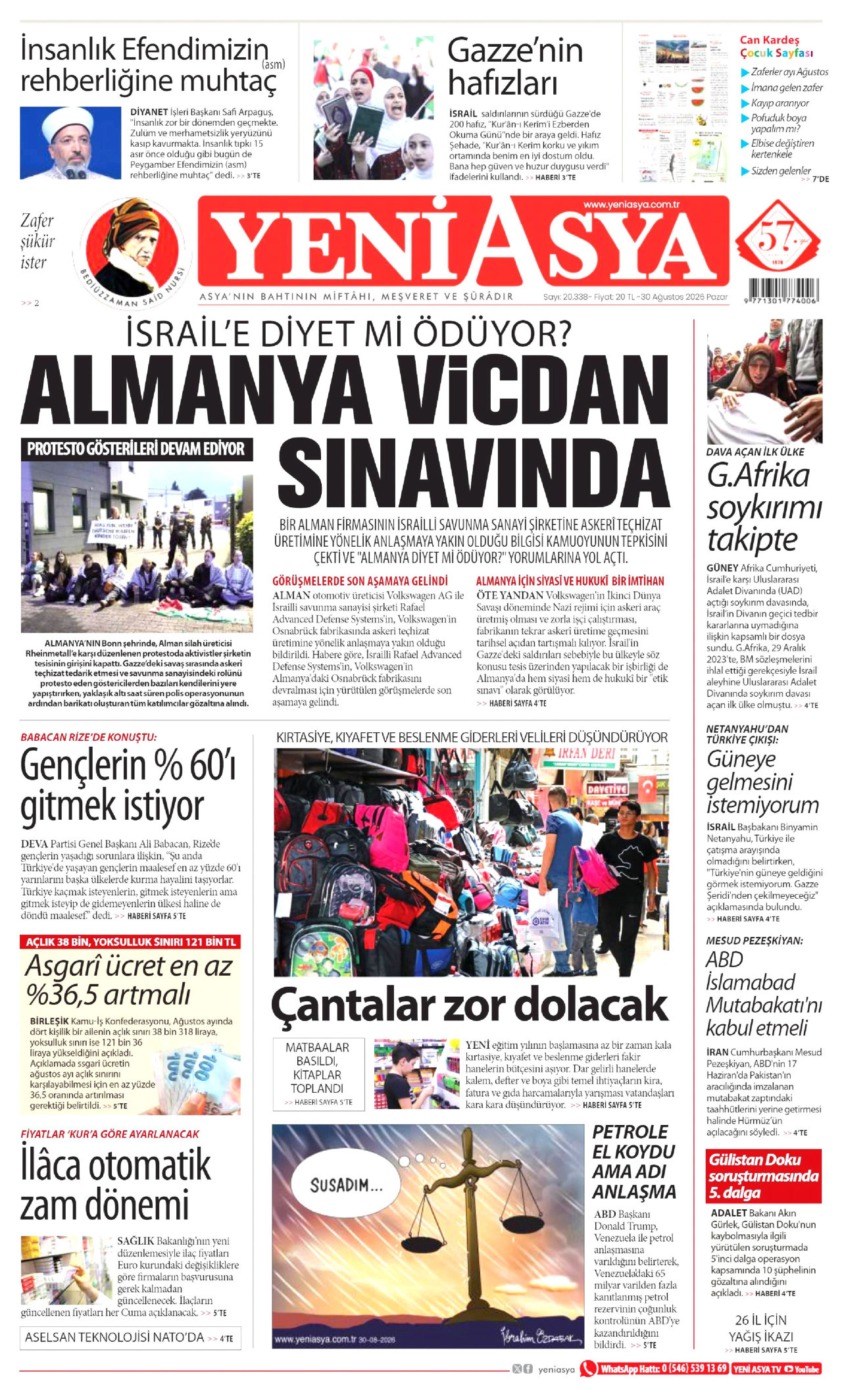 YENİ ASYA 30 Ağustos 2026 Gazete Manşeti Büyük