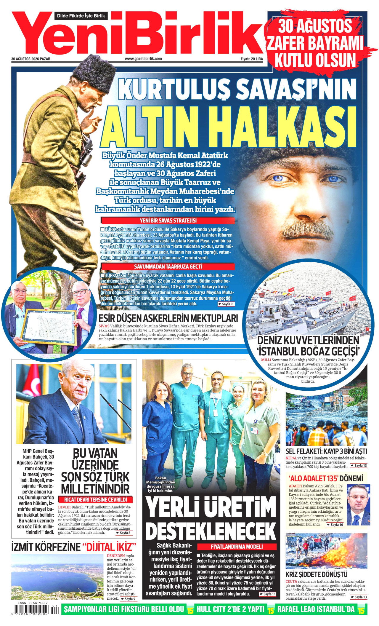 YENİBİRLİK 30 Ağustos 2026 Gazete Manşeti Büyük