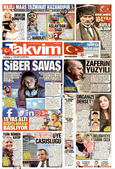 TAKVİM 30 Ağustos 2026 Gazete Manşeti Küçük