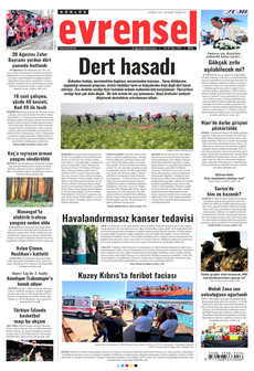 EVRENSEL 31 Ağustos 2026 gazete manşeti
