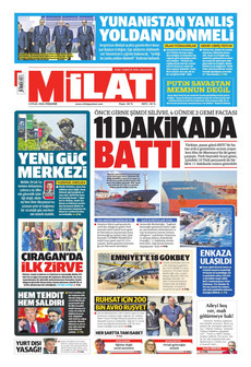 MİLAT 3 Eylül 2026 gazete manşeti