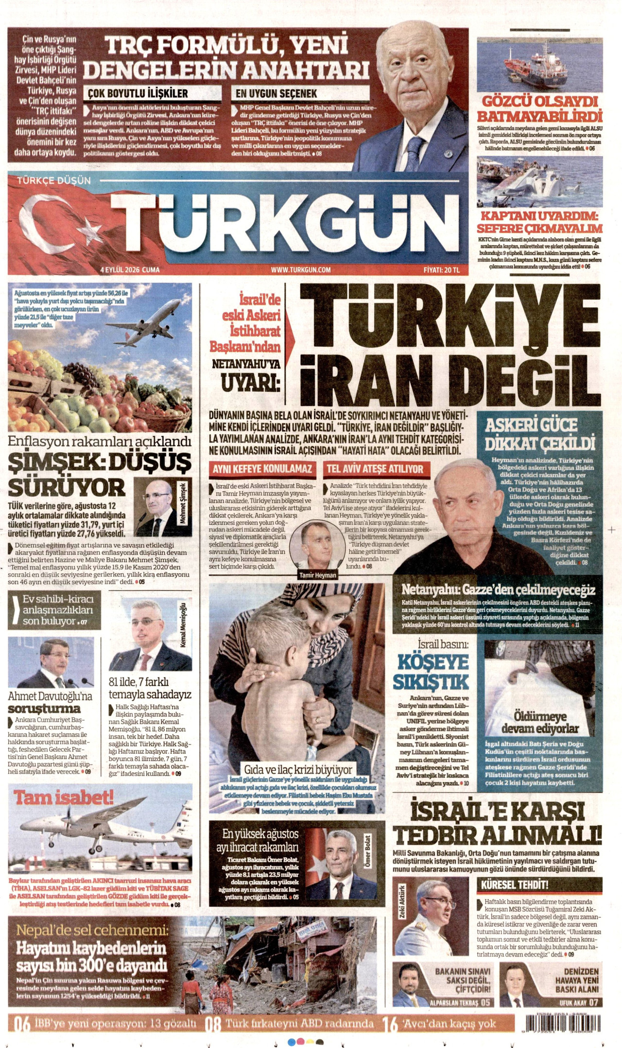 TÜRKGÜN 4 Eylül 2026 Gazete Manşeti Büyük