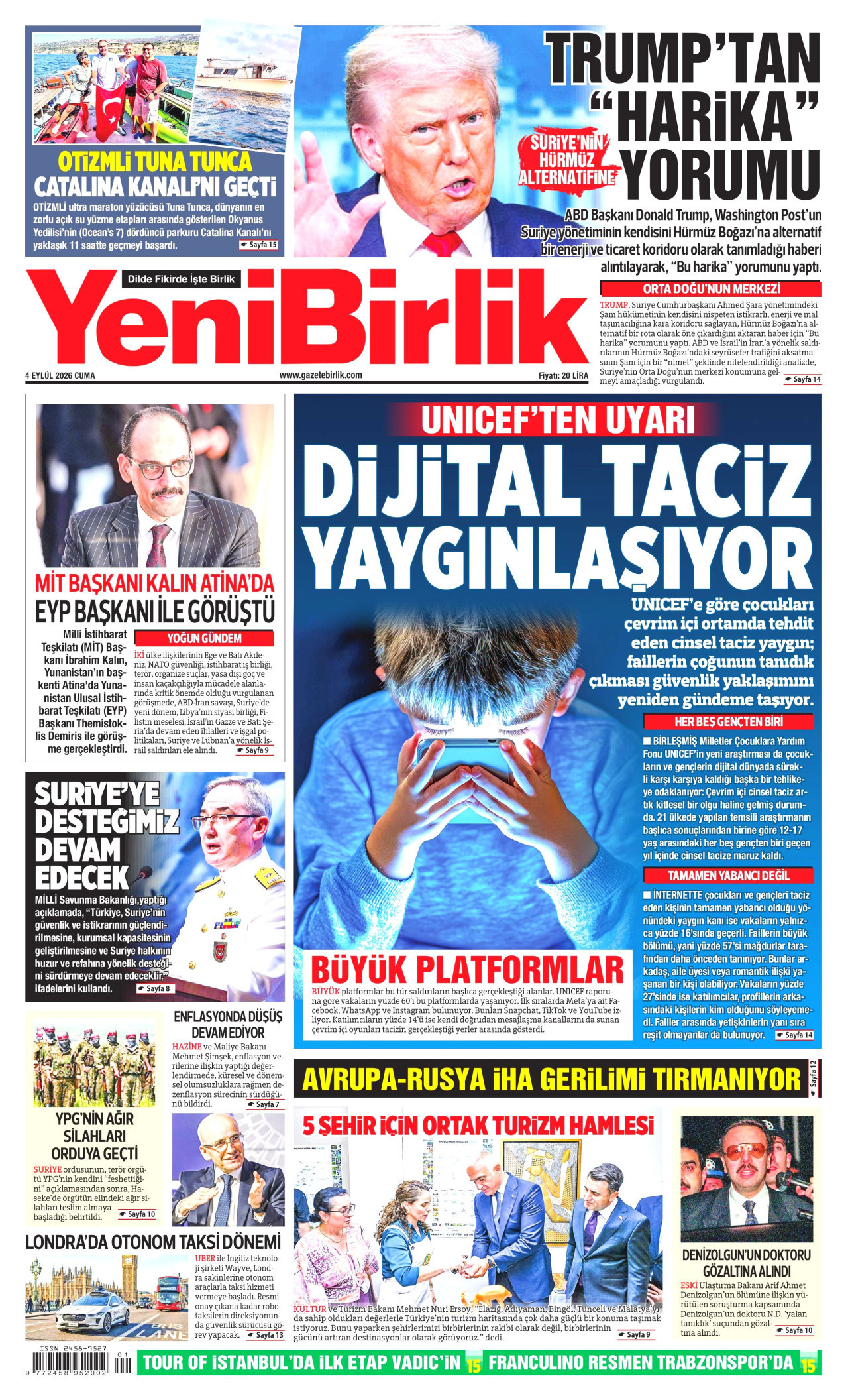 YENİBİRLİK 4 Eylül 2026 Gazete Manşeti Büyük