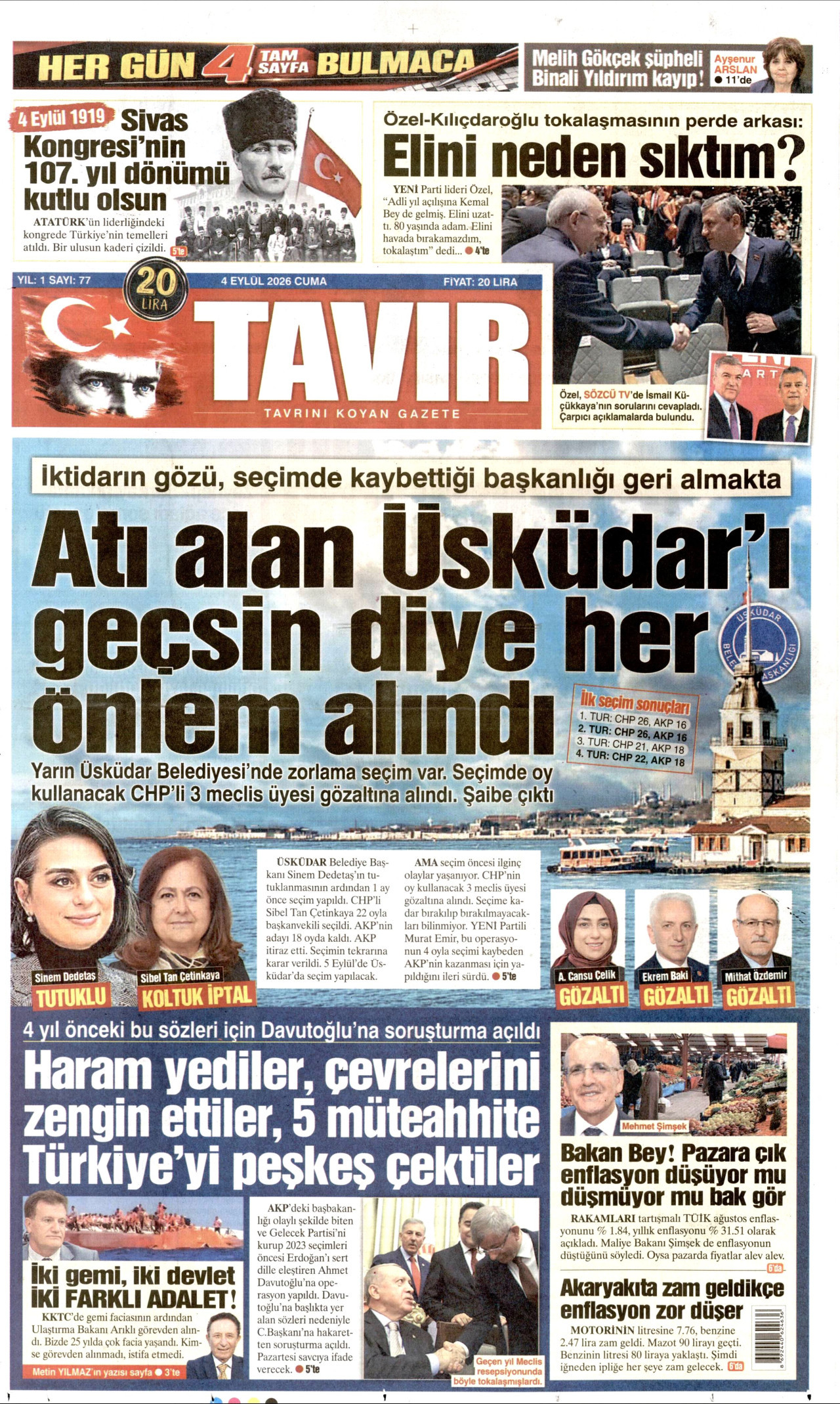 TAVIR GAZETESİ 4 Eylül 2026 Gazete Manşeti Büyük