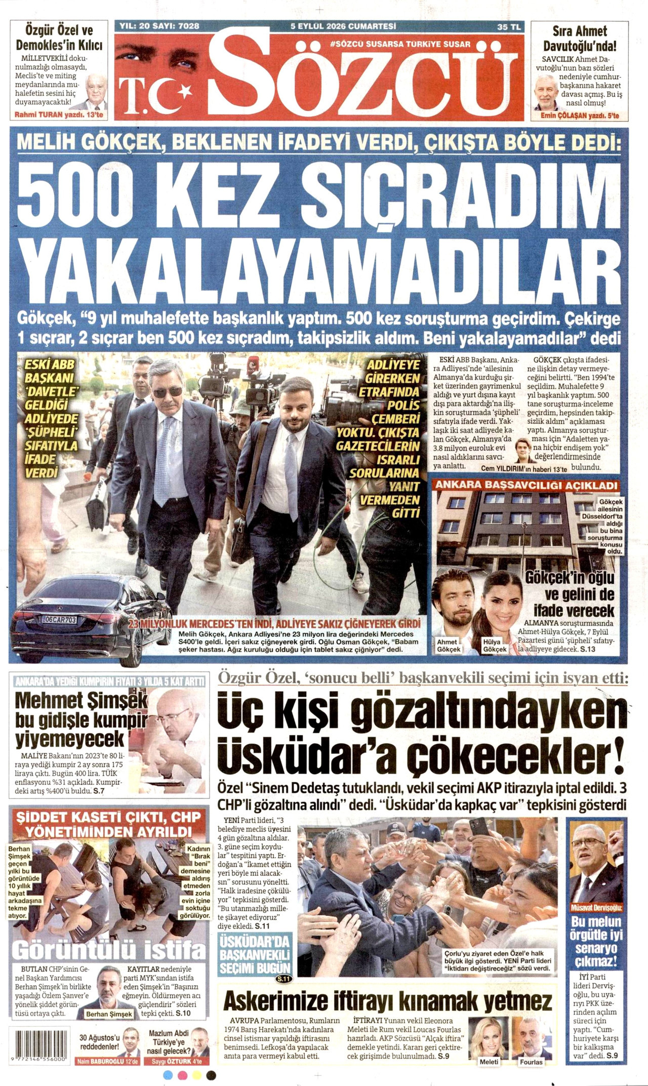 SÖZCÜ 5 Eylül 2026 Gazete Manşeti Büyük