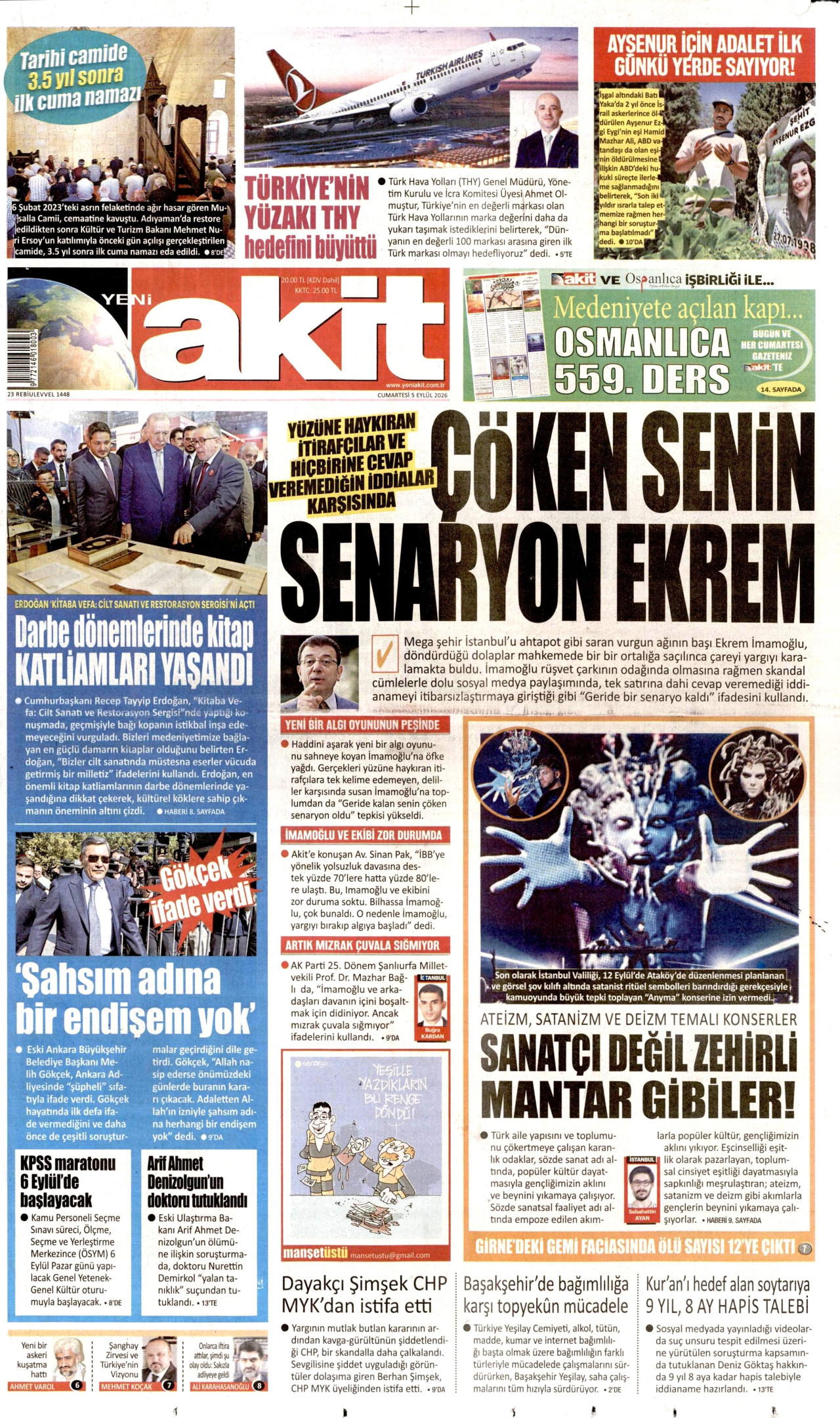 YENİ AKİT 5 Eylül 2026 Gazete Manşeti Büyük