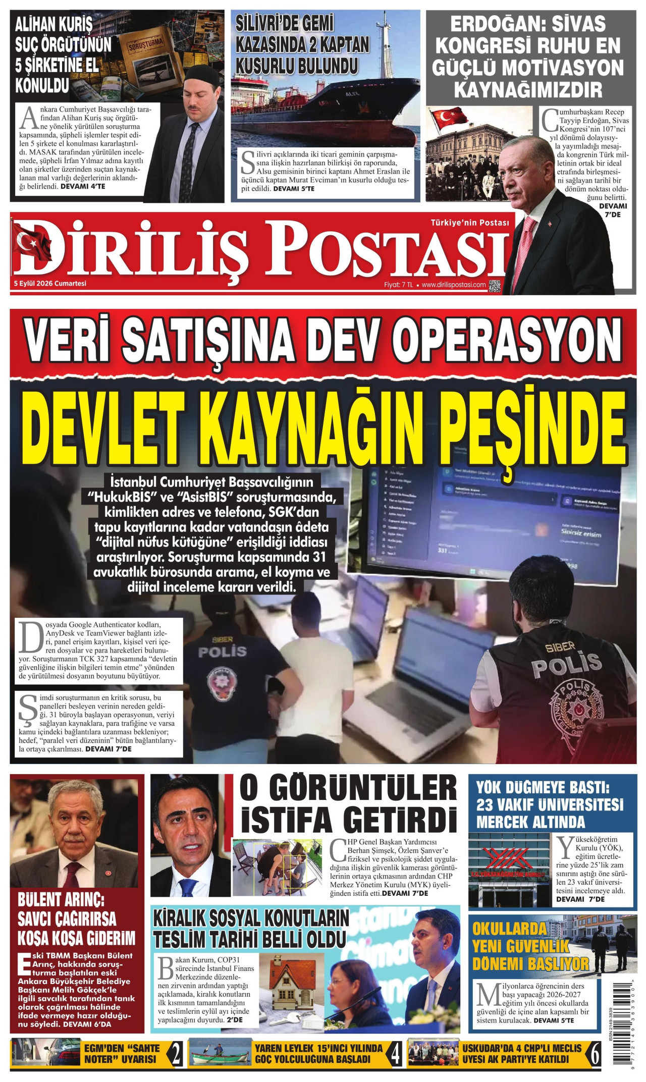 DİRİLİŞ POSTASI 5 Eylül 2026 Gazete Manşeti Büyük
