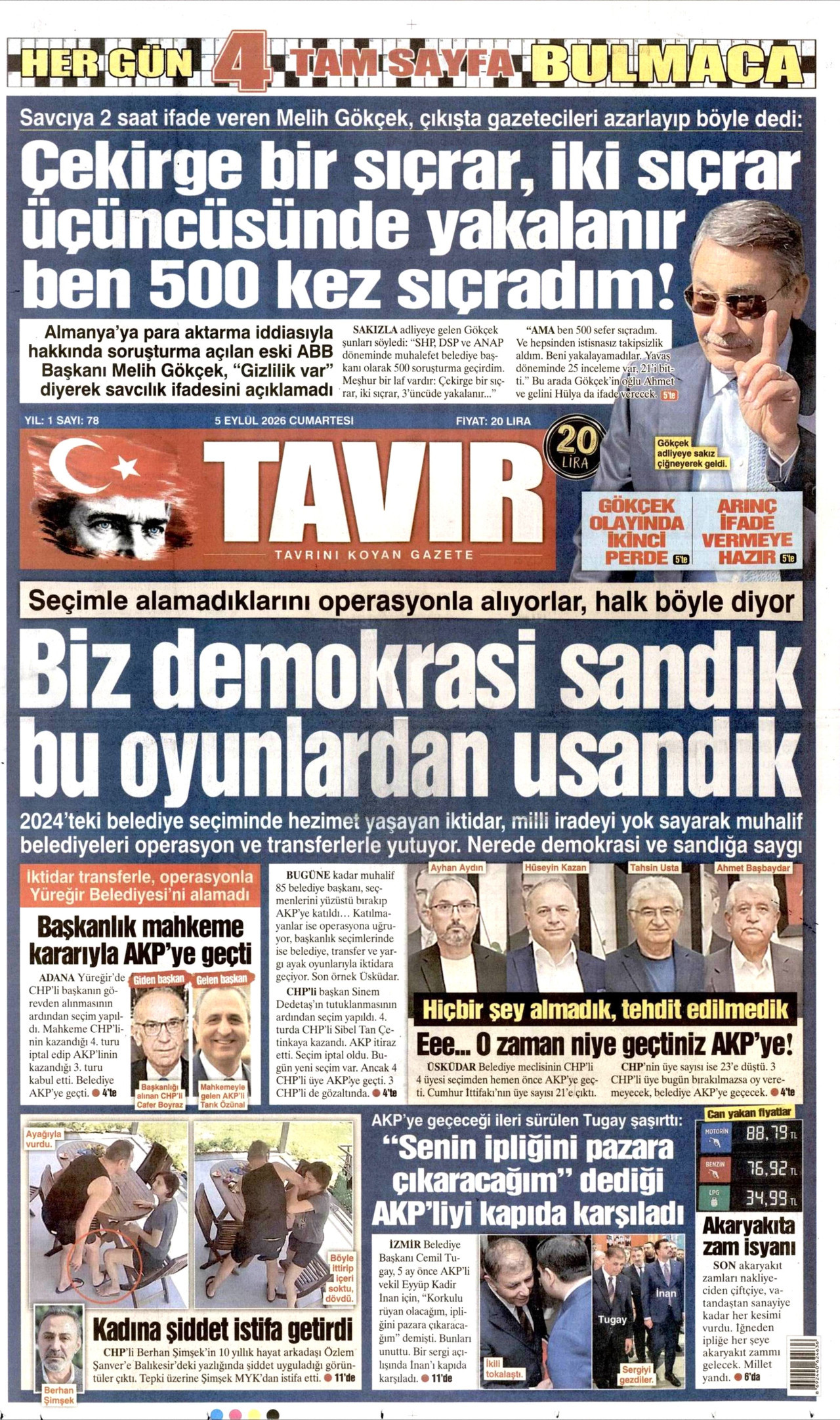TAVIR GAZETESİ 5 Eylül 2026 Gazete Manşeti Büyük