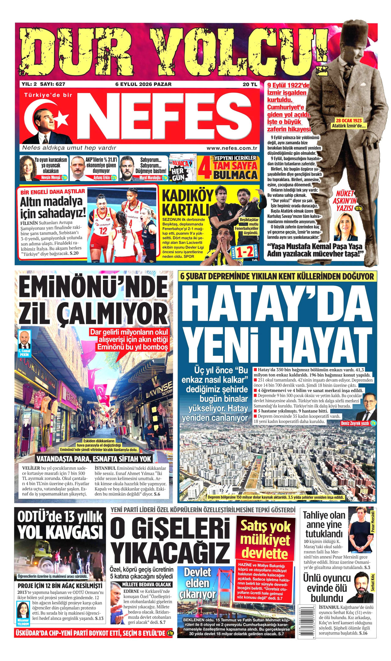 NEFES 6 Eylül 2026 Gazete Manşeti Büyük