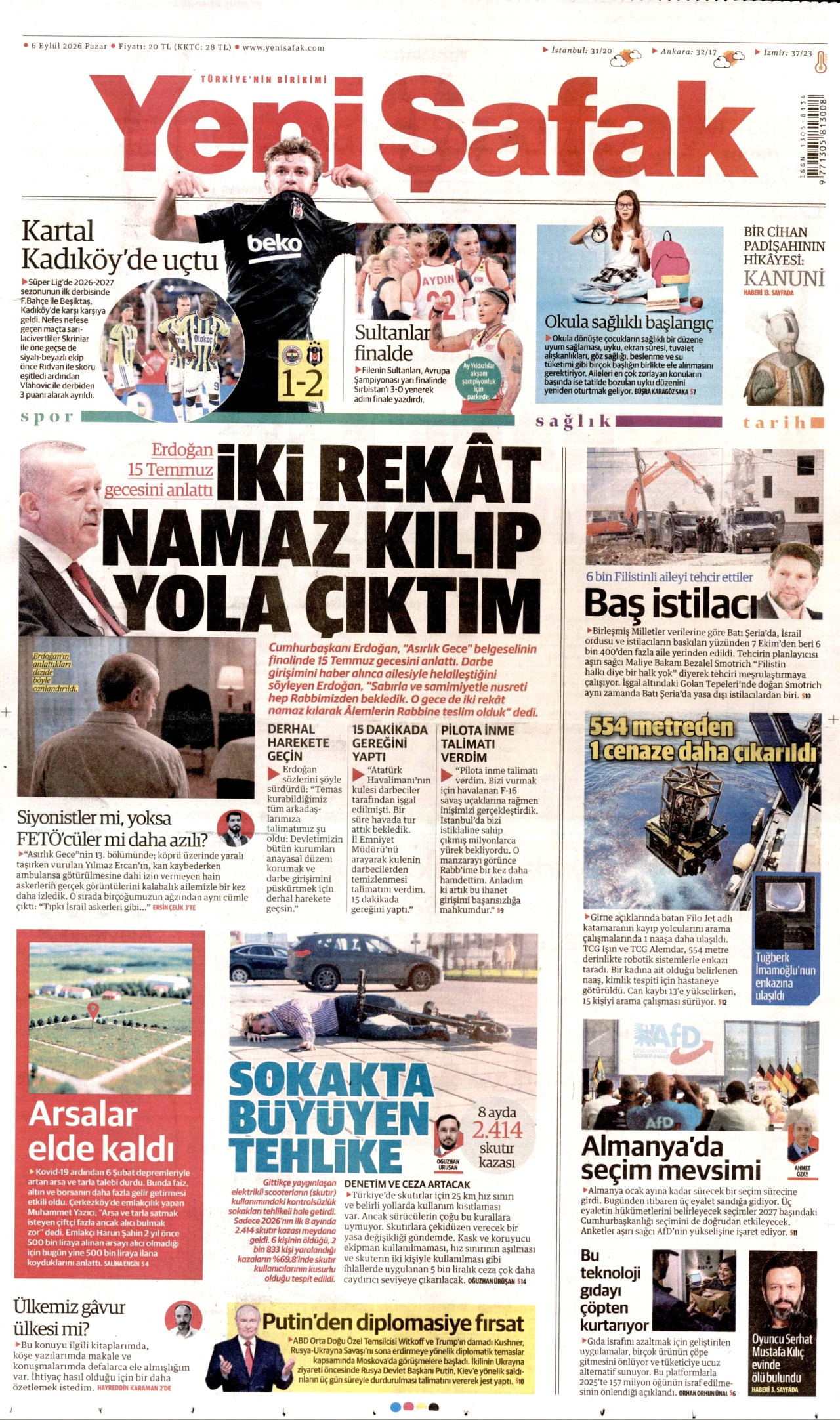YENİ ŞAFAK 6 Eylül 2026 Gazete Manşeti Büyük