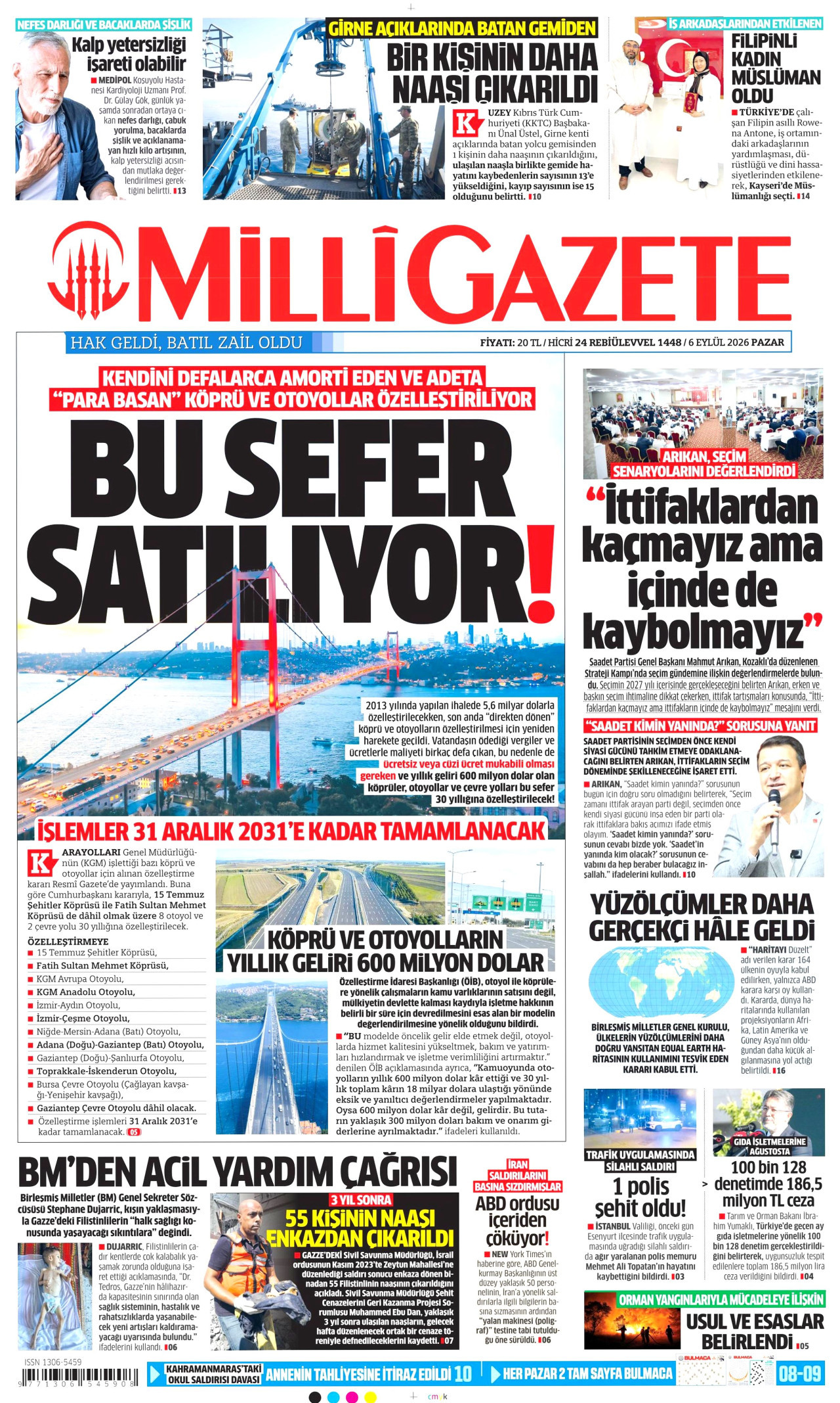 MİLLİ GAZETE 6 Eylül 2026 Gazete Manşeti Büyük