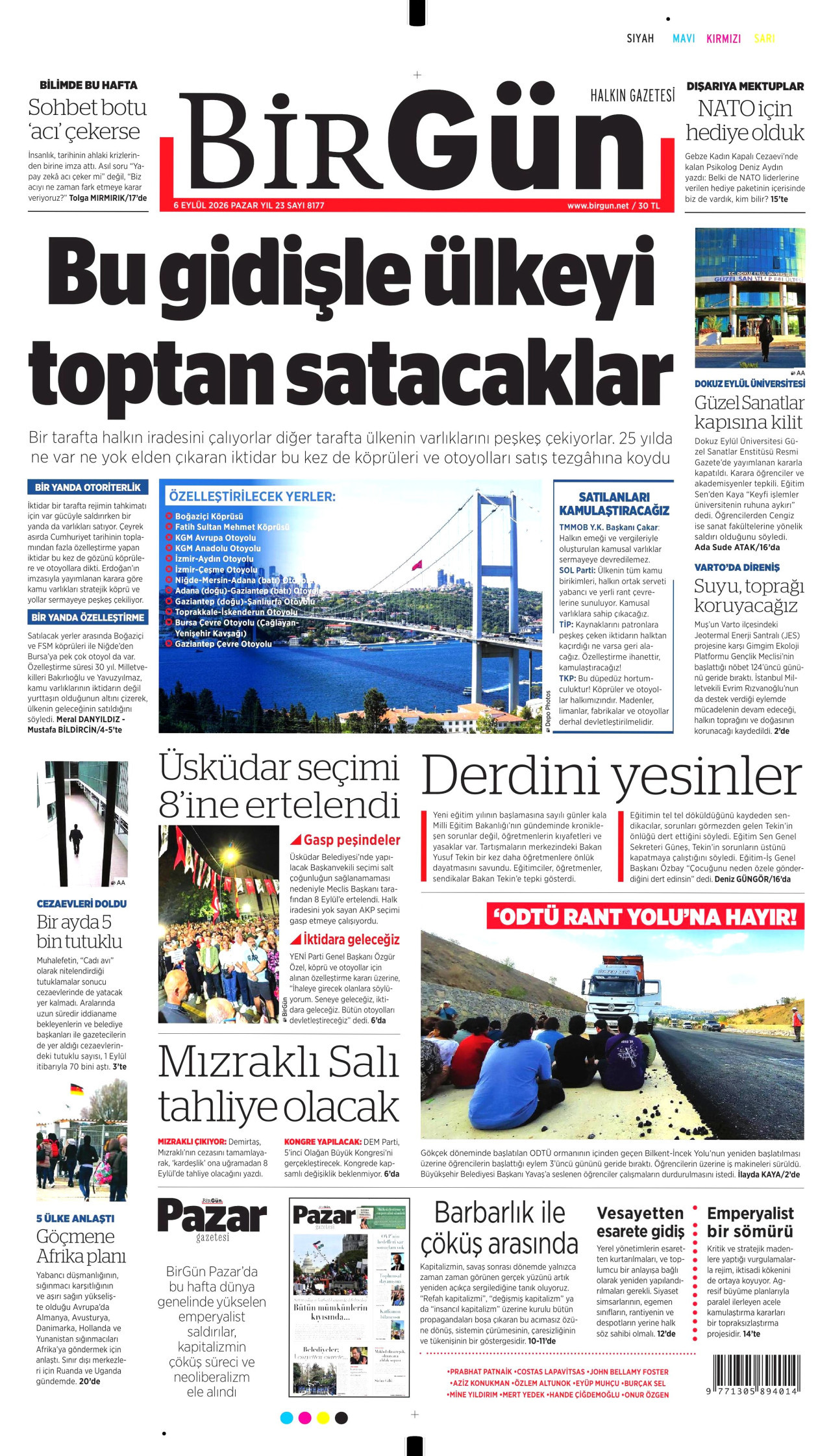 BİRGÜN 6 Eylül 2026 Gazete Manşeti Büyük