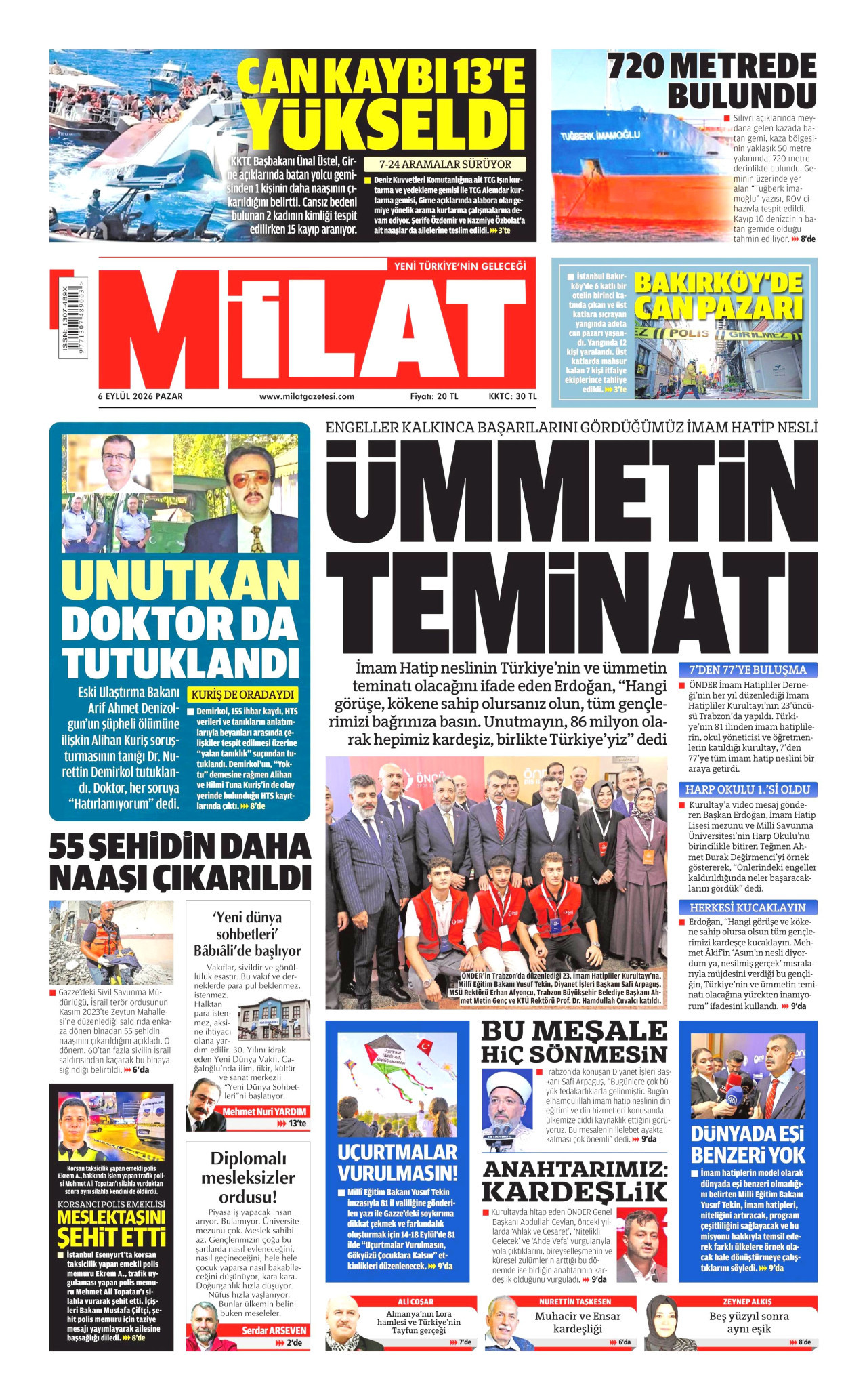 MİLAT 6 Eylül 2026 Gazete Manşeti Büyük